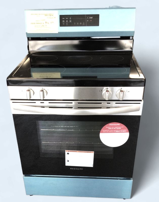 FCRE3083AS Frigidaire 30 in. Glass Top 5 Burner 5.3 cu.ft. Air Fry Convection Oven Freestanding Electric Range Stainless Steel