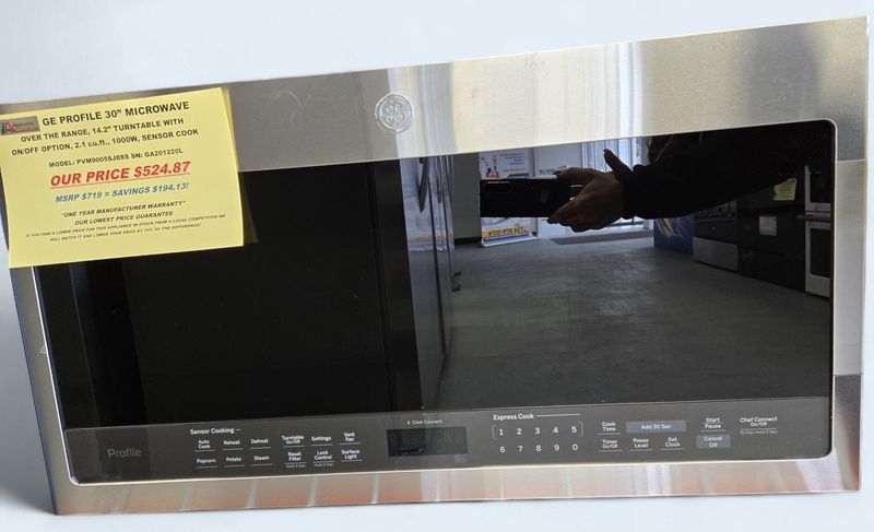 PVM9005SJ8SS-2 GE PROFILE OVER THE RANGE, 2.1 cu.ft. MICROWAVE OVEN, 1000 WATT, 400 CFM, H 16.13 W 29.88 D 15.56