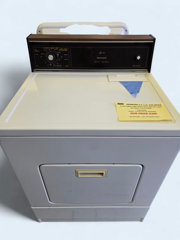 110-87863100 KENMORE 6.4 cu.ft. GAS DRYER *PREVIOUSLY OWNED, ULTRA FABRIC CARE, HEAVY DUTY AND SOFT HEAT SETTINGS, CYCLE SIGNAL