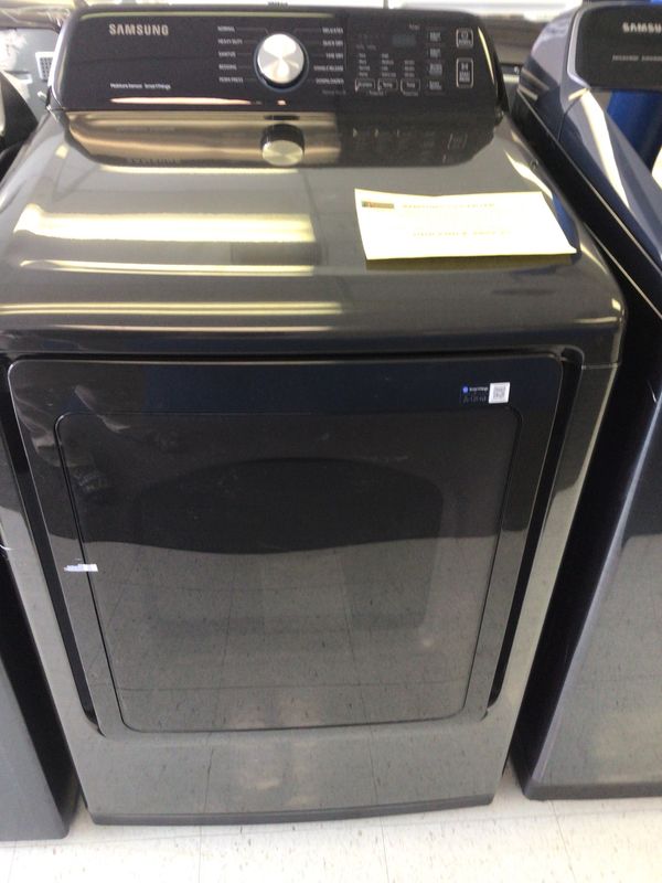 DVG47CG3500V SAMSUNG DRYER, GAS, 7.4 cu.ft., SMART THINGS (ALEXA TOO!), SMART CARE, SENSOR DRY, TIMED DRY, QUICK CYCLE, LINT SENSOR, BRUSHED BLACK, H.45.06"W.27"D.30.25