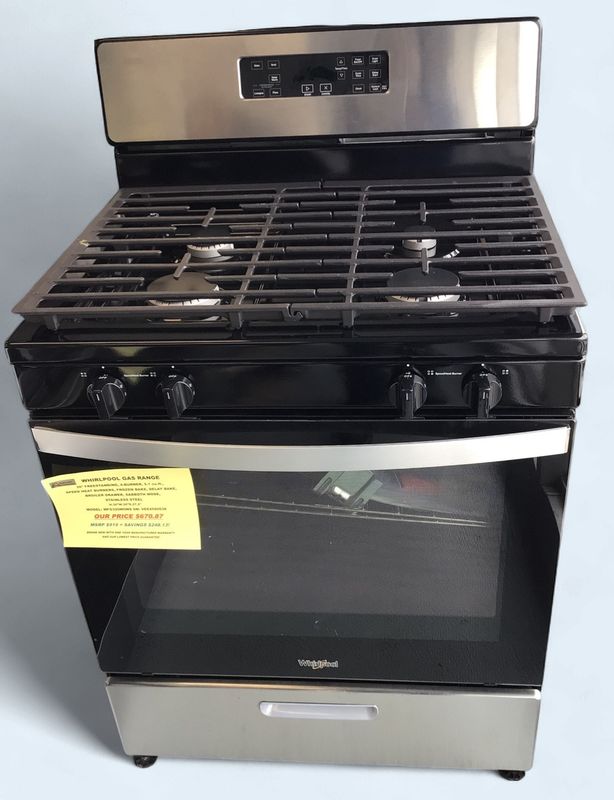 WFG320M0MS WHIRLPOOL GAS RANGE, 30" FREESTANDING, 4-BURNER, 5.1 cu.ft., SPEED HEAT BURNERS, FROZEN BAKE, DELAY BAKE, BROILER DRAWER, SABBOTH MODE, STAINLESS STEEL, H.36"W.30"D.27.2"