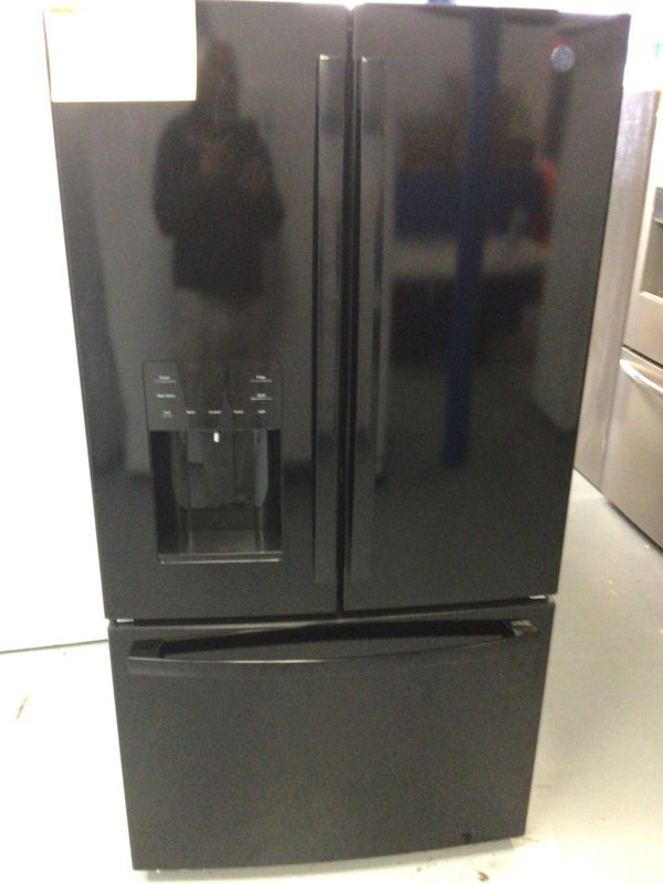 GFE26JGMZFBB GE REFRIGERATOR 26 cu. ft. 3-DOOR FRENCH DOOR, ICEMAKER, WATER &amp; ICE DISPENSER, FROST FREE,SPILL-PROOF GLASS SHELVES, ENERGY STAR, ADA COMPLIANT, BLACK H.69.75" W.35.75 D.35.9"