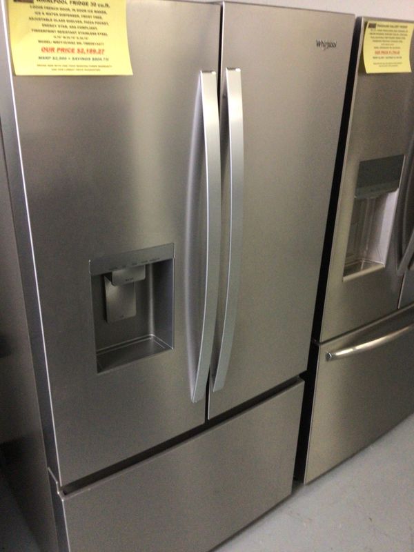 WRFF3536SZ WHIRLPOOL REFRIGERATOR 30 cu.ft. 3-DOOR FRENCH DOOR,LARGE CAPACITY IN DOOR ICE MAKER, ICE &amp; WATER DISPENSER, FROST FREE, ADJUSTABLE GLASS SHELVES, ENERGY STAR, ADA COMPLIANT, FINGERPRINT RE