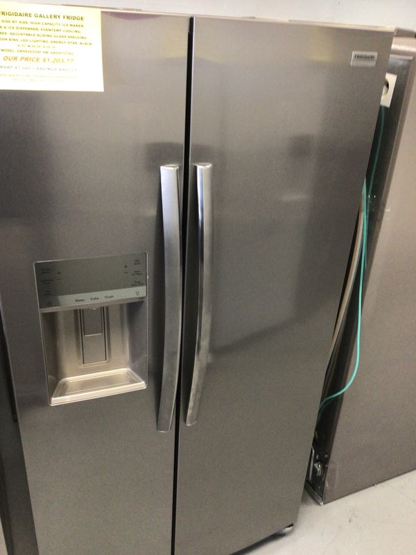 GRSS2652AF FRIGIDAIRE GALLERY FRIDGE 26 cu.ft. SIDE BY SIDE, HIGH CAPACITY ICE MAKER, WATER &amp; ICE DISPENSER, EVENTEMP COOLING, FROST FREE, ADJUSTABLE SLIDING GLASS SHELVING, GALLON DOOR BINS, LED LIGH