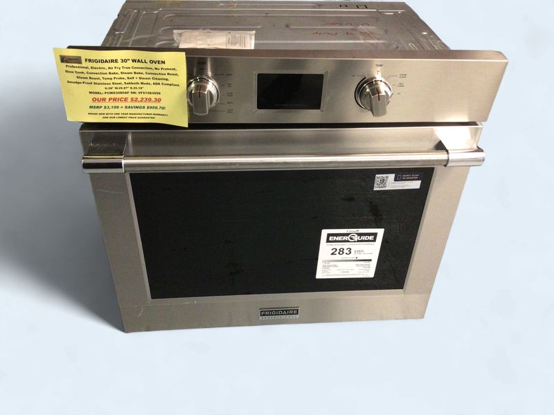 PCWS3080AF Frigidaire Professional 30" Single Electric Wall Oven with Air Fry True Convection, Self + Steam Cleaning,Temp Probe, Smudge-Proof Stainless Steel, Sabboth Mode, ADA Compliant H.28" W.29.87