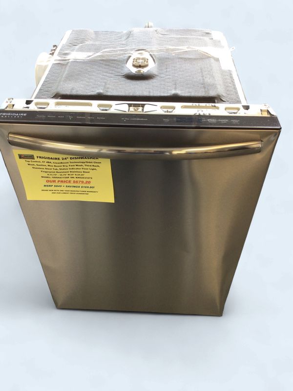 GDSH4715AF Frigidaire Gallery 24" Top Control Built-in Dishwasher, 47 dBA, CleanBoost Technology/Orbit Clean Wash, Santize, Max Boost Dry, Fast Wash, Third Rack, Stainless Steel Tub,  Fingerprint Resi