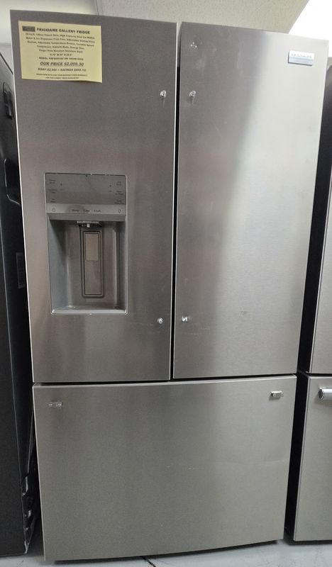 GRFS2853AF-3 Frigidaire  Gallery Fridge, 28 cu ft. French 3-Door with Exterior Ice &amp; Water Dispenser, High Capacity Dual IceMaker, Adjustable Temp Drawer, Adjustable Glass Shelves, Sabboth Mode, Energ