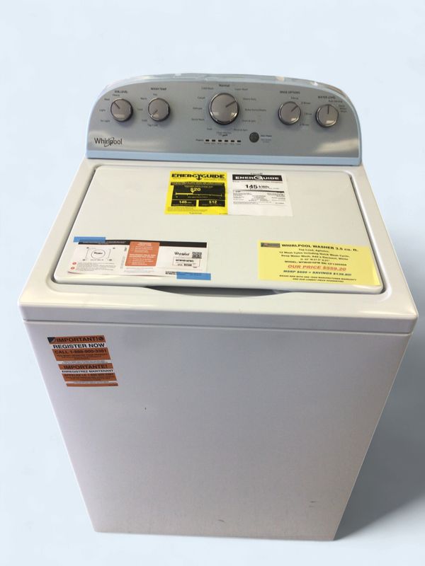 WTW4816FW Whirlpool Washer 3.5 cu ft Top Load, Agitator, 12 Wash Cyles including Quick Wash Cycle,  Deep Water Wash,  Add a Garment, White, H. 42" W.27.5" D.27"