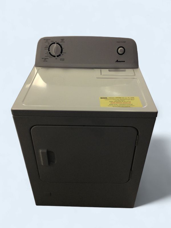 NGD4655EW-2 Amana Dryer 6.5 cu ft, Gas, Top Load, 11 Cycles including Energy Efficient Cycle and Air Dry, Timed Dry or Sensor Dry, Adjustable Height, White, H.42" W.29" D.28.5"