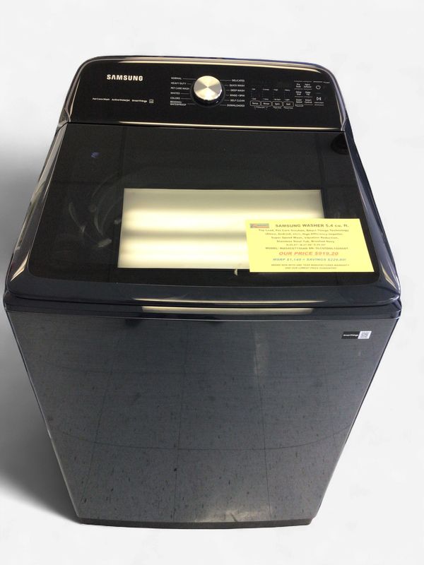 WA54CG7150AD Samsung Washer,5.4 cu ft Top Load, Pet Care Solution,  Smart Things Technology (Alexa, Android, etc!), High Efficiency Impeller, Super Speed Wash, Vibration Reduction, Stainless Steel Tub