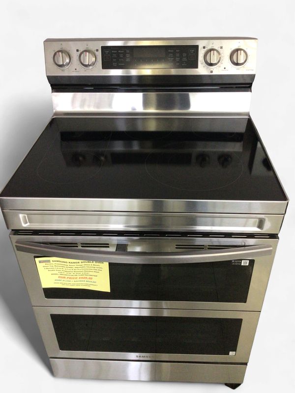 NE63A6751SS-1 Samsung Range Double Oven Electric, Smart Things (Alexa &amp; More!), Glass Top, Removable Griddle, , 5 Burners 3.4-cu ft / 2.7-cu ft Air Fry Convection Flex Duo Double Oven,  Stainless Stee