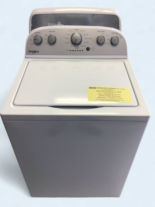 WTW4816FW-3 Whirlpool Washer 3.5 cu ft Top Load, Agitator, 12 Wash Cyles including Quick Wash Cycle,  Deep Water Wash, Add a Garment, White, H. 42" W.27.5" D.27"