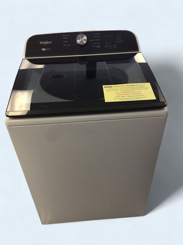 WTW6157PW Whirlpool Washer 5.2 cu ft Top Load, 2 in 1 Removable High Efficiency Agitator, Flexible Capacity, 10 Wash Cyles including Quick Wash Cycle, Deep Water Wash, Slow Close Glass Lid, Energy Sta