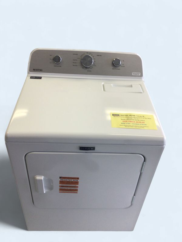 MED4500MW Maytag Dryer 7.0 cu ft,Electric, Top Load, 7 Cycles including Wrinkle Prevent &amp;  Air Dry, White, H.43 " W.29 " D.28.5 "