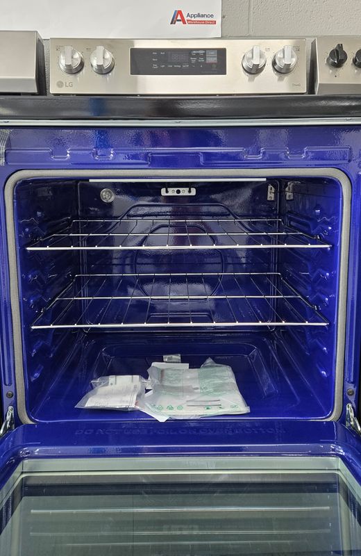 LREL6321S LG Electric Range Glass Top Freestanding, 5 Burner, 6.3 cu.ft. Oven, Brilliant Blue Interior, Stainless Steel H.36" W.30" D.28.94".