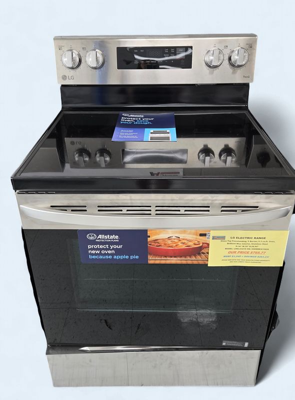 LREL6321S LG Electric Range Glass Top Freestanding, 5 Burner, 6.3 cu.ft. Oven, Brilliant Blue Interior, Stainless Steel H.36" W.30" D.28.94".