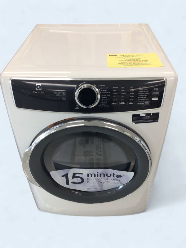 ELFE7537AW Electrolux Dryer 8.0 cu.ft. Front Load, Stackable, 10 Cycles, Customizable, Quick Cycle, Steam, Sound Reduction, Energy Star, NSF, White H.38"W.31.5"D.27"