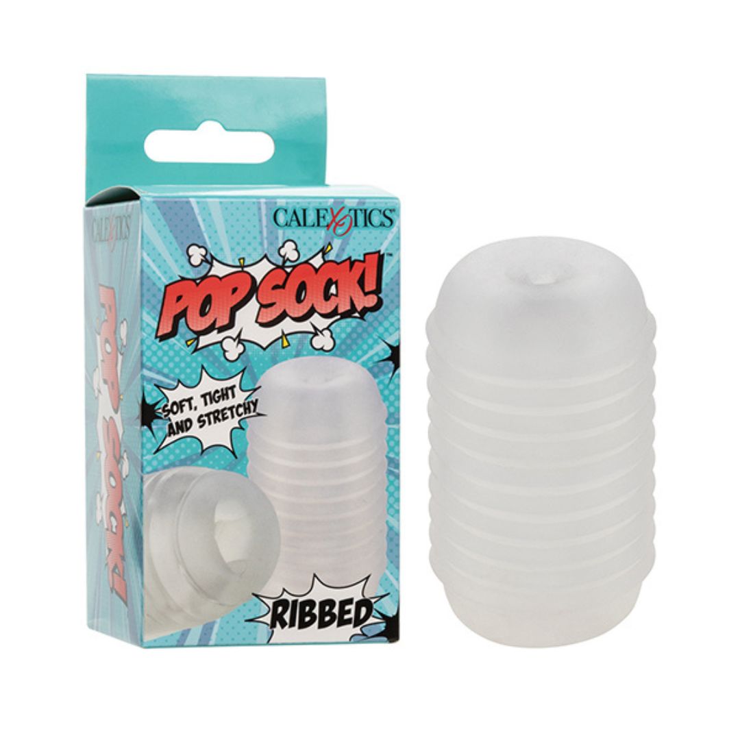 Pop Sock! Ribbed Stroker- Clear