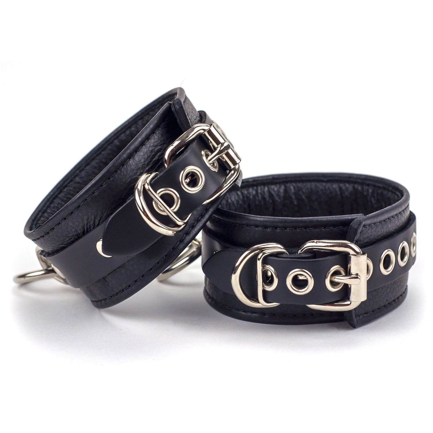 Luna 1.75&quot; Leather Lined Wrist Cuffs, Color: Black