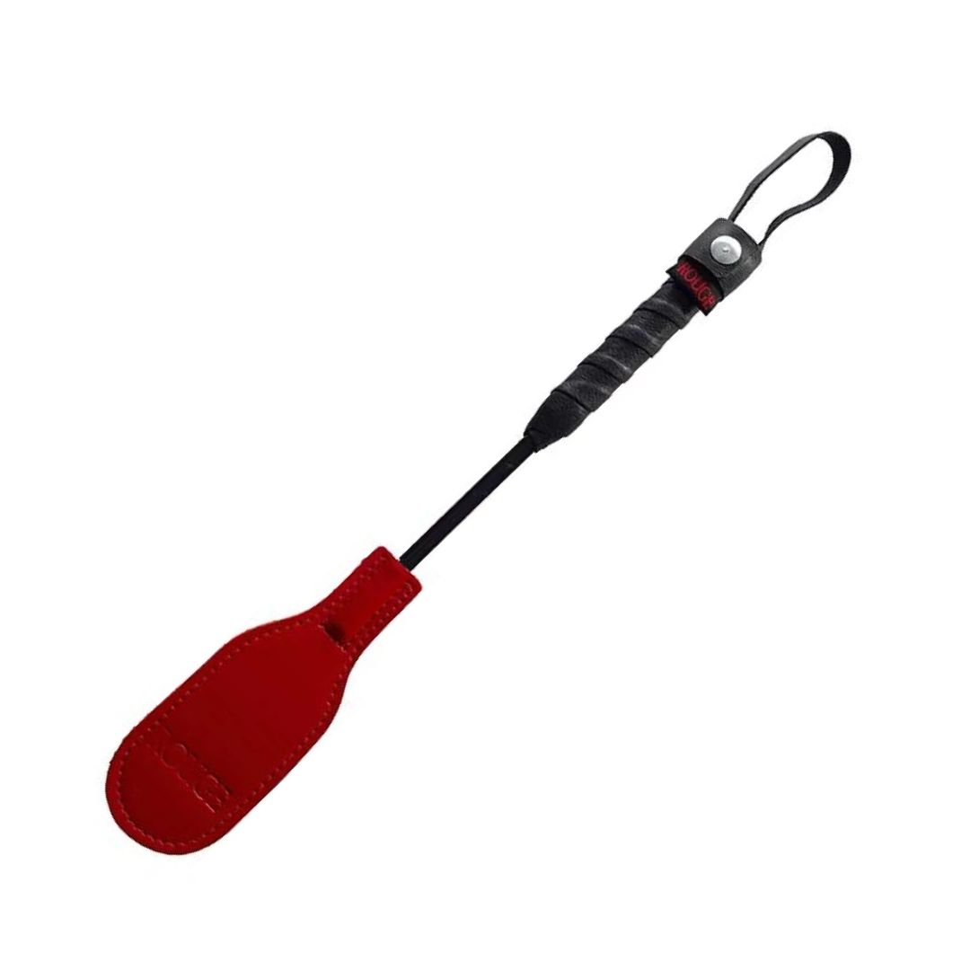 Rouge Mini Leather Oval Paddle Crop , Color: Red