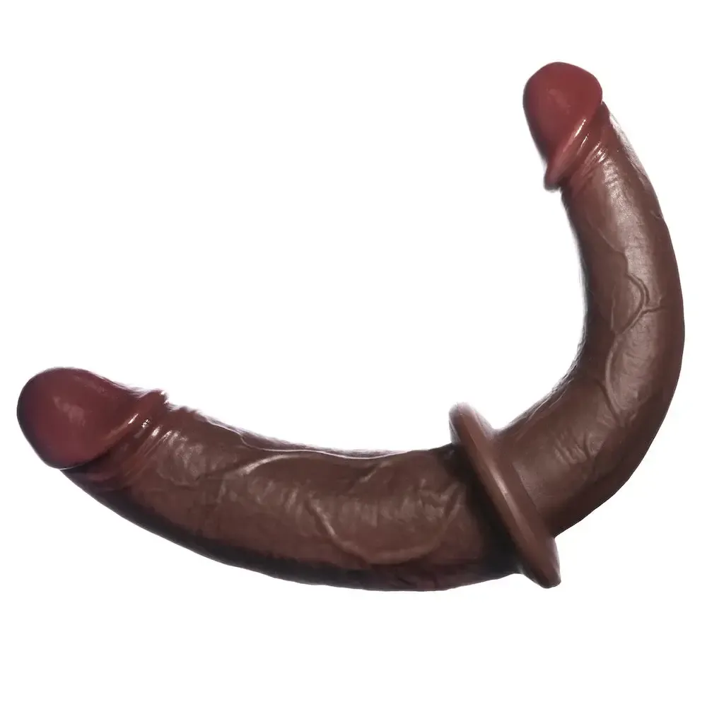 Double Trouble Realistic Dildo , Color: Chocolate