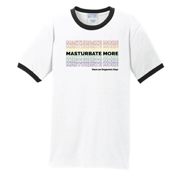 Masturbate More T-Shirt - Pride Edition , Color: Rainbow, Size: S