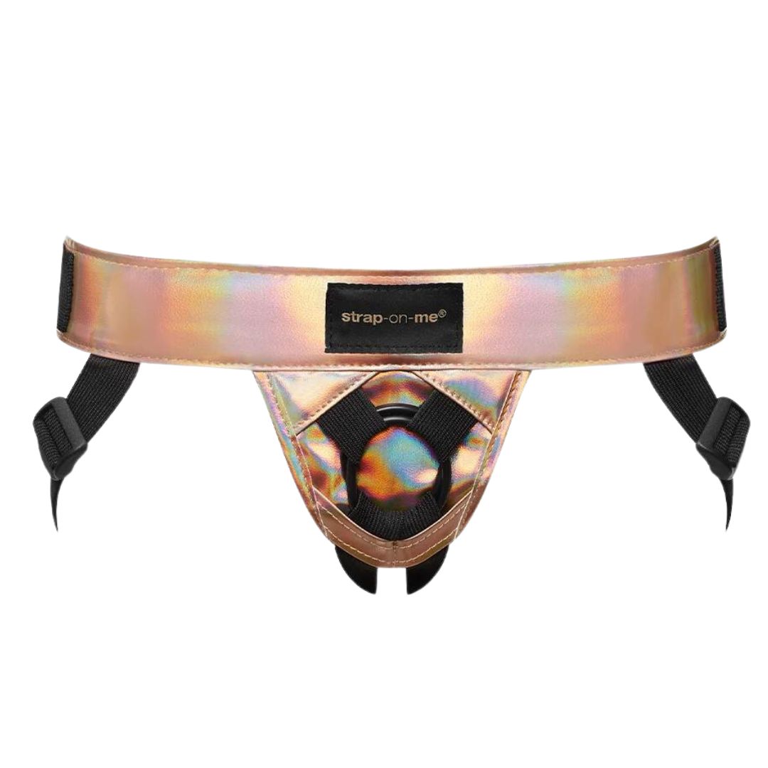 Strap on Me Leatherette Harness , Color: Holographic Rose Gold