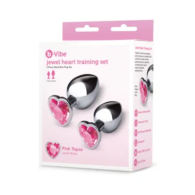 B-Vibe Jewel Heart Metal Butt Plug Training Set