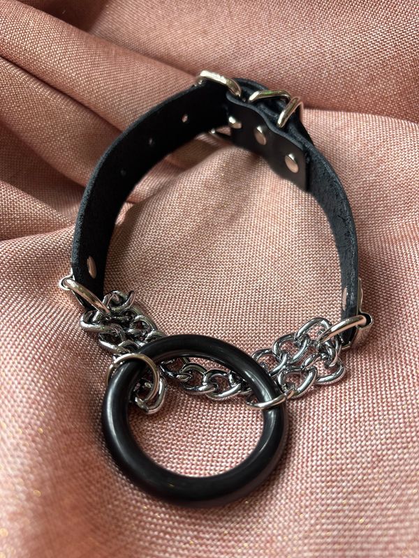Leather and Chain Martingale Collar