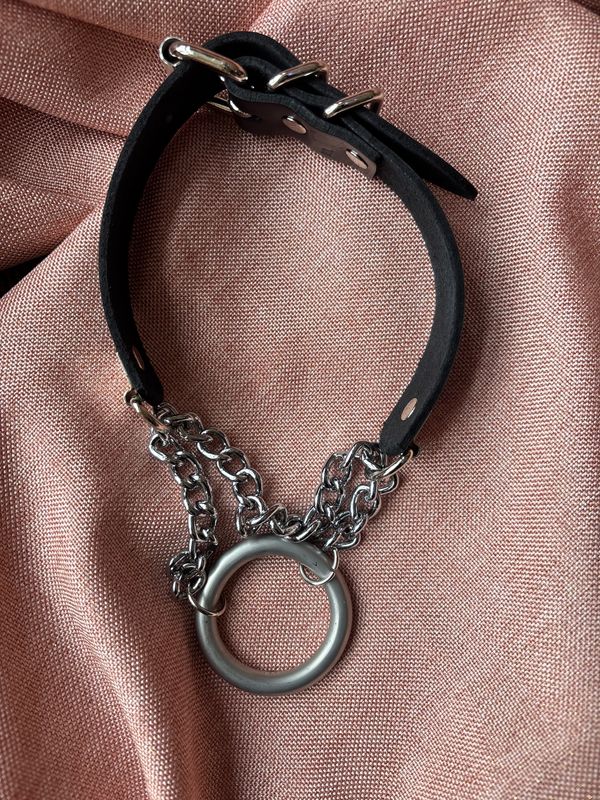 Leather and Chain Martingale Collar