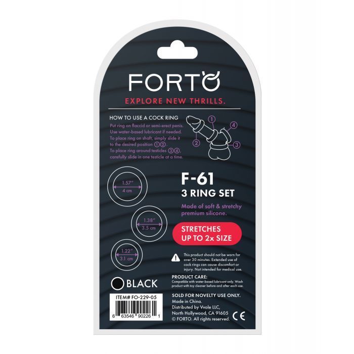 Forto F-61 Three Piece Cock Ring Set