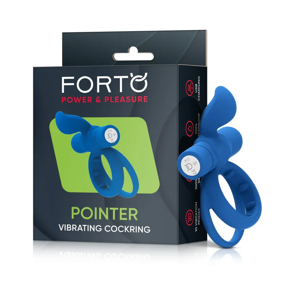 Forto Power &amp; Pleasure Pointer Vibrating Cockring- Blue