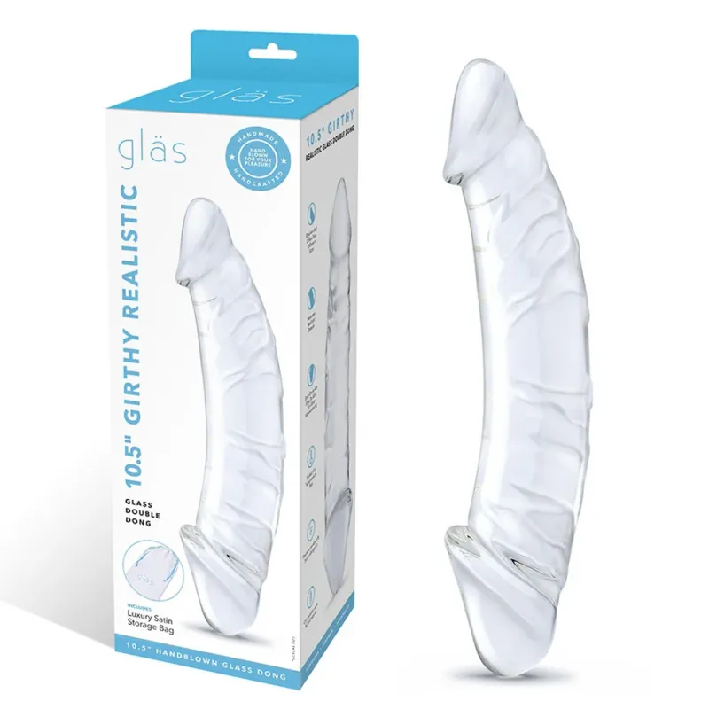 gläs 10.5 in girthy realistic glass double dildo