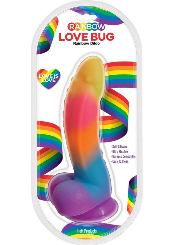 Rainbow Love Bug Silicone Dildo