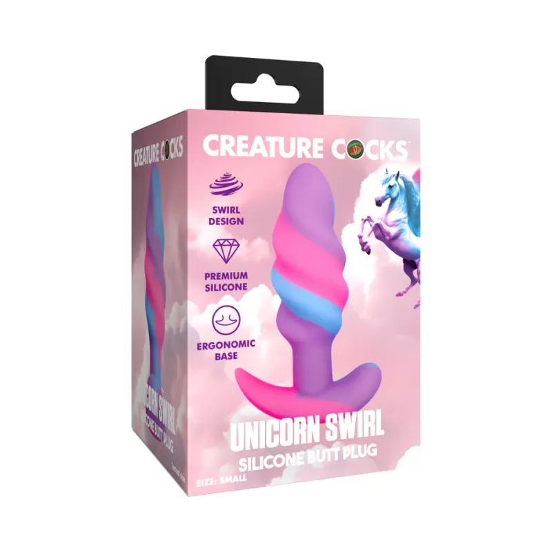 Unicorn Swirl Silicone Butt Plug Small