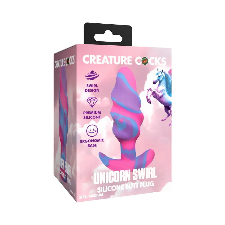 Unicorn Swirl Silicone Butt Plug Medium