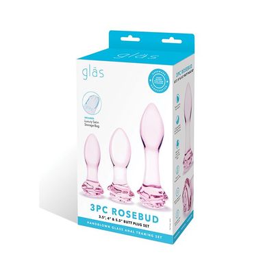 gläs 3 Pc Rosebud Butt Plug Set