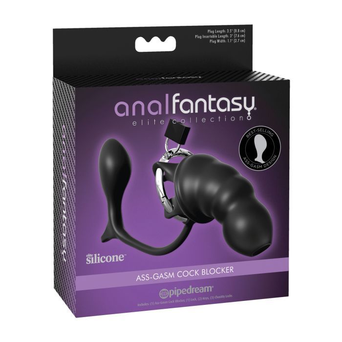 Ass-Gasm Cock Blocker Silicone Chastity Device with Plug