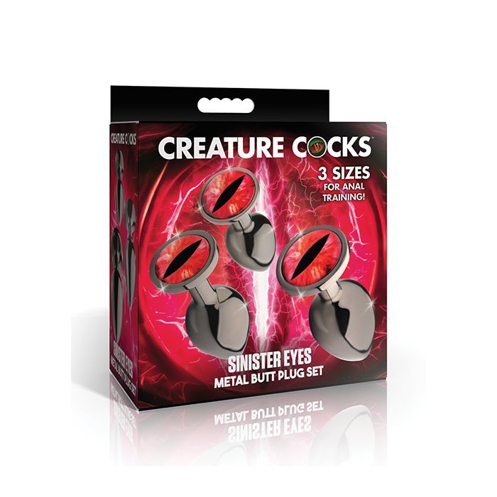 Creature Cocks Sinister Eyes Red Eye Metal Butt Plug Set