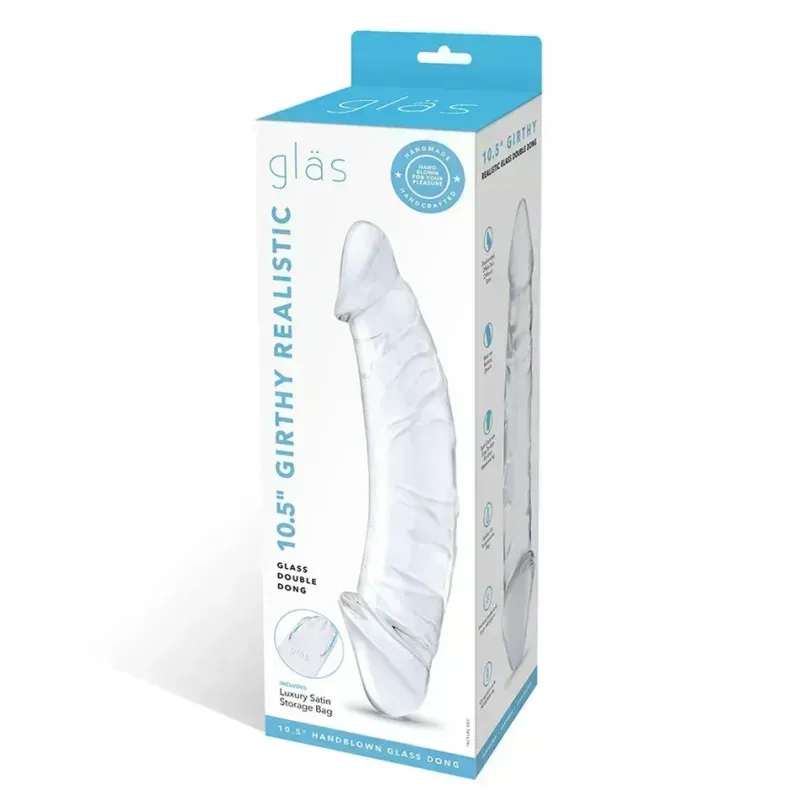 gläs 10.5 in girthy realistic glass double dildo