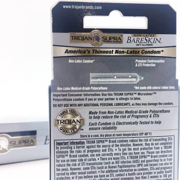 Trojan Supra BareSkin Non-Latex Condoms, Quantity: 3 Pack