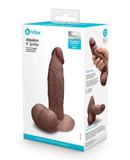 B- Vibe Slipskin Realistic Silicone Dildo 6 in Girthy 