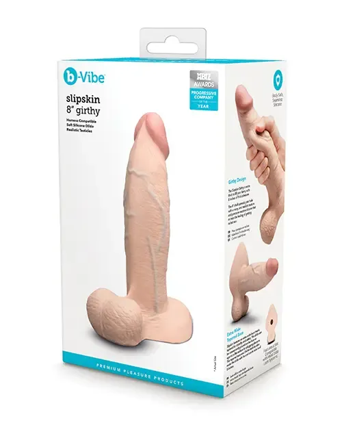 B- Vibe Slipskin Realistic Silicone Dildo 8 in Girthy
