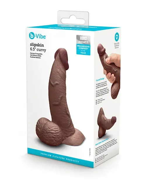B-Vibe Curved Slipskin Realistic Silicone Dildo 6.5 