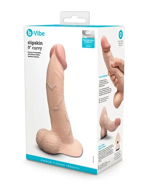 B- Vibe Curved Slipskin Realistic Silicone Dildo 9 