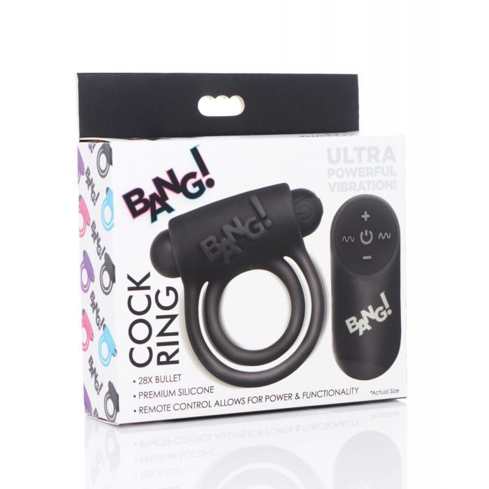 BANG! Vibrating Silicone Cock Ring Black