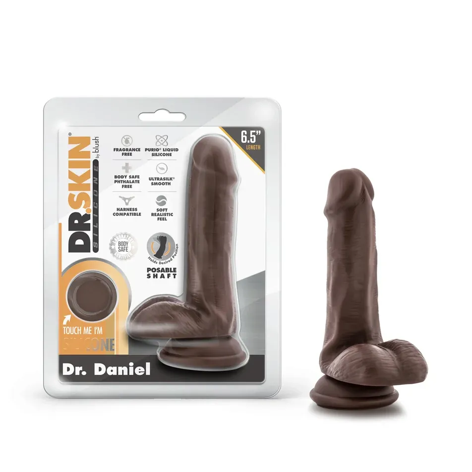 Dr. Skin Silicone Dr. Daniel 6.5 in. Posable Dildo with Balls