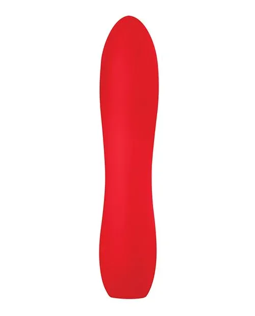 Luv Inc Large Silicone Bullet - a large, red bullet vibe with a rounded point at the tip, flexible center, and silicone skin