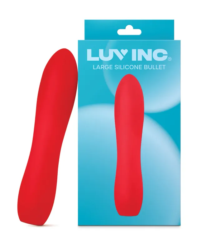 The Luv Inc Large silicone bullet beside its box