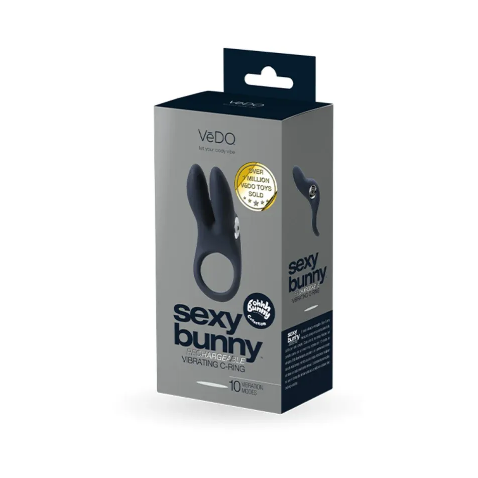 VeDo Sexy Bunny Rechargeable Vibrating C-Ring Black